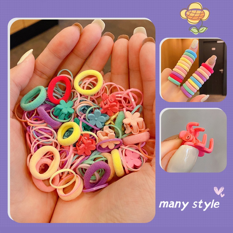 Set 1000 Dây Buộc Tóc Nilon Co Giãn Nhiều Màu Sắc Thời Trang Hàn Quốc Cho Bé Gái
