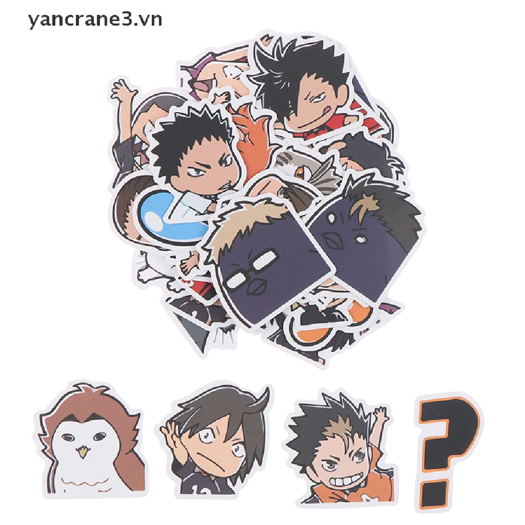 Bộ 40 Miếng Dán PVC Chống Thấm Nước Hình Anime Haikyuu Trang Trí Vali Ván Trượt / Laptop / Hành Lý