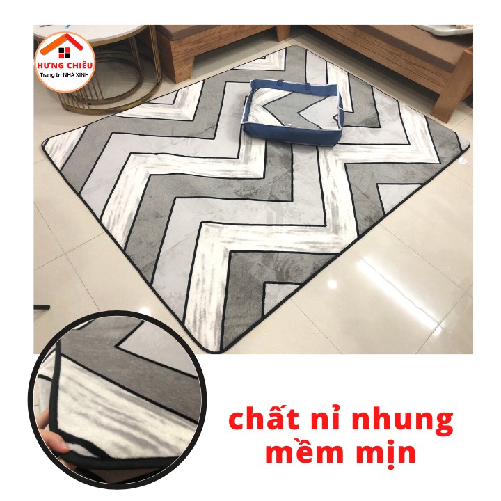 Thảm trải sàn nỉ nhung lông mịn, thảm lót sàn trang trí phòng khách decor phòng ngủ