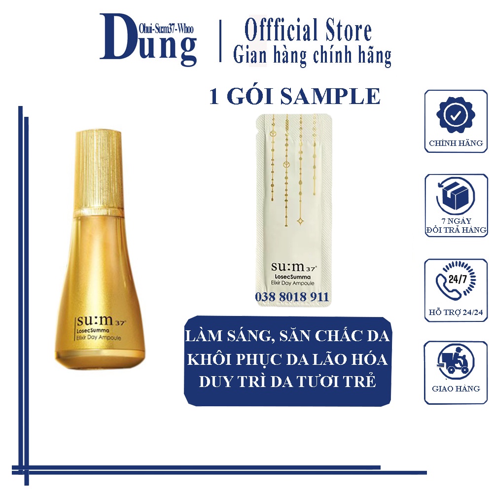 Gói Sample Tinh chất Vàng 24K Dưỡng Ban Ngày Su:m37 Losec Summa Elixir Day Ampoule Sum37 1ml