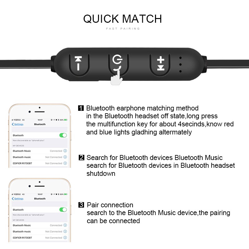 Tai nghe Bluetooth thể thao thiết kế hít nam châm cho Huawei iOS đa năng