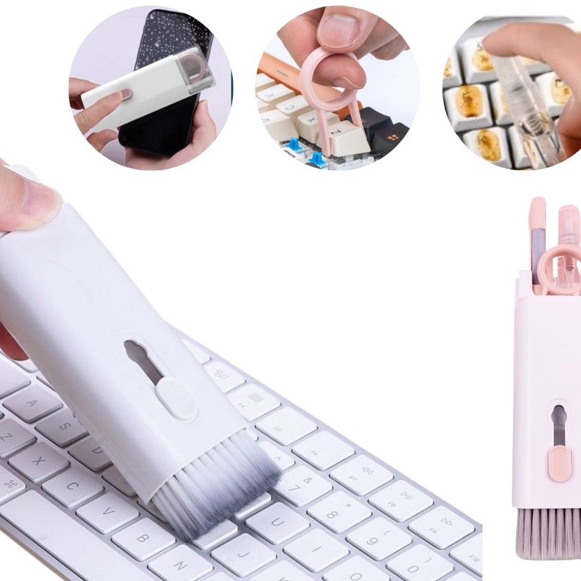 Bàn chải vệ sinh bàn phím, tai nghe đa năng 7in1 , Cọ vệ sinh bàn phím máy tính kiêm dụng cụ kéo bàn phím cơ