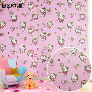 Decal giấy dán tường hello kitty hồng