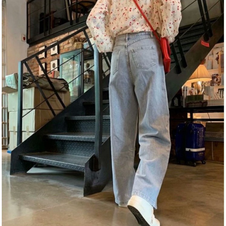 Quần jean nữ ống rộng, lưng cao, bò suông phong cách thời trang Hàn Quốc-SP8