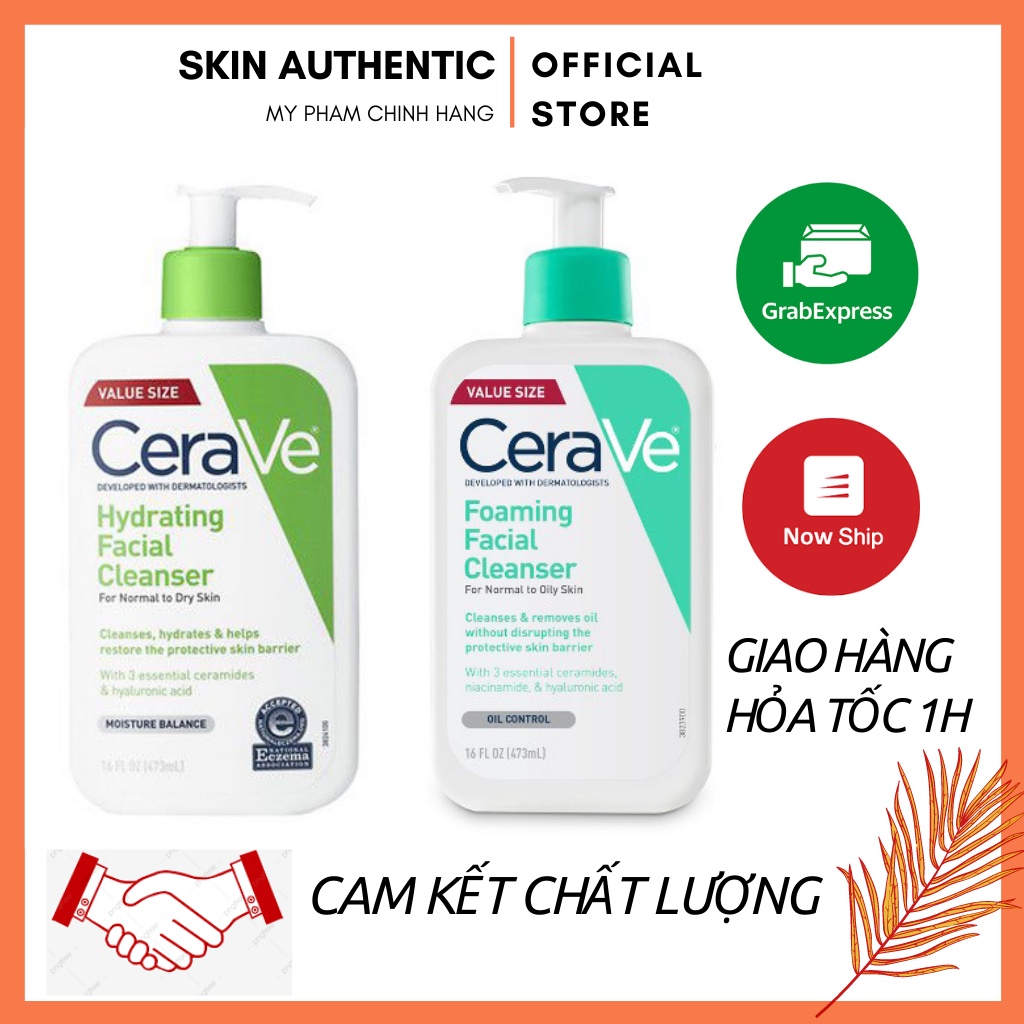 Sữa rửa mặt Cerave dịu nhẹ chính hãng - Skin.authentic