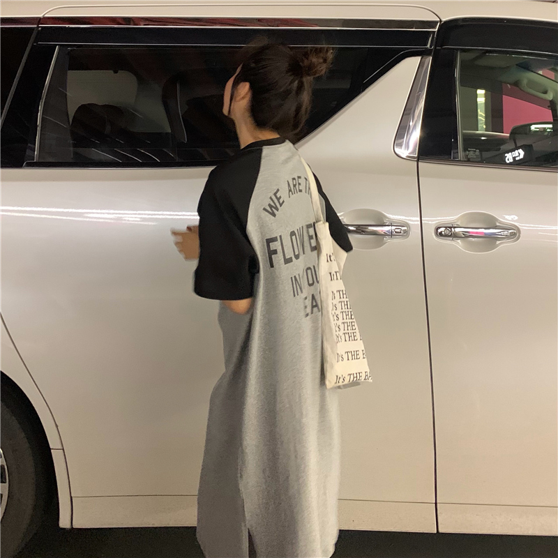 SUXI Đầm midi tay ngắn dáng rộng thoải mái thời trang dành cho nữ