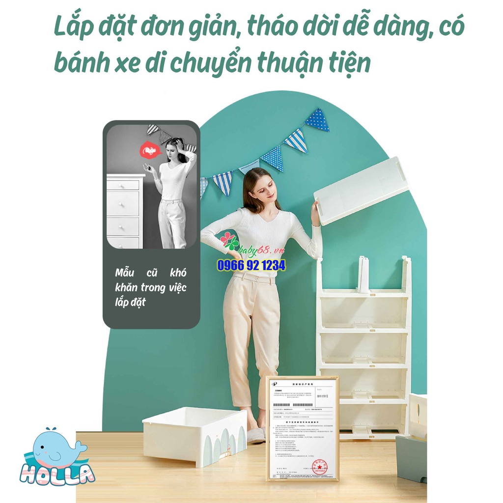 Tủ nhựa ngăn kéo 5 tầng holla cao cấp cho bé Holla HL-09135