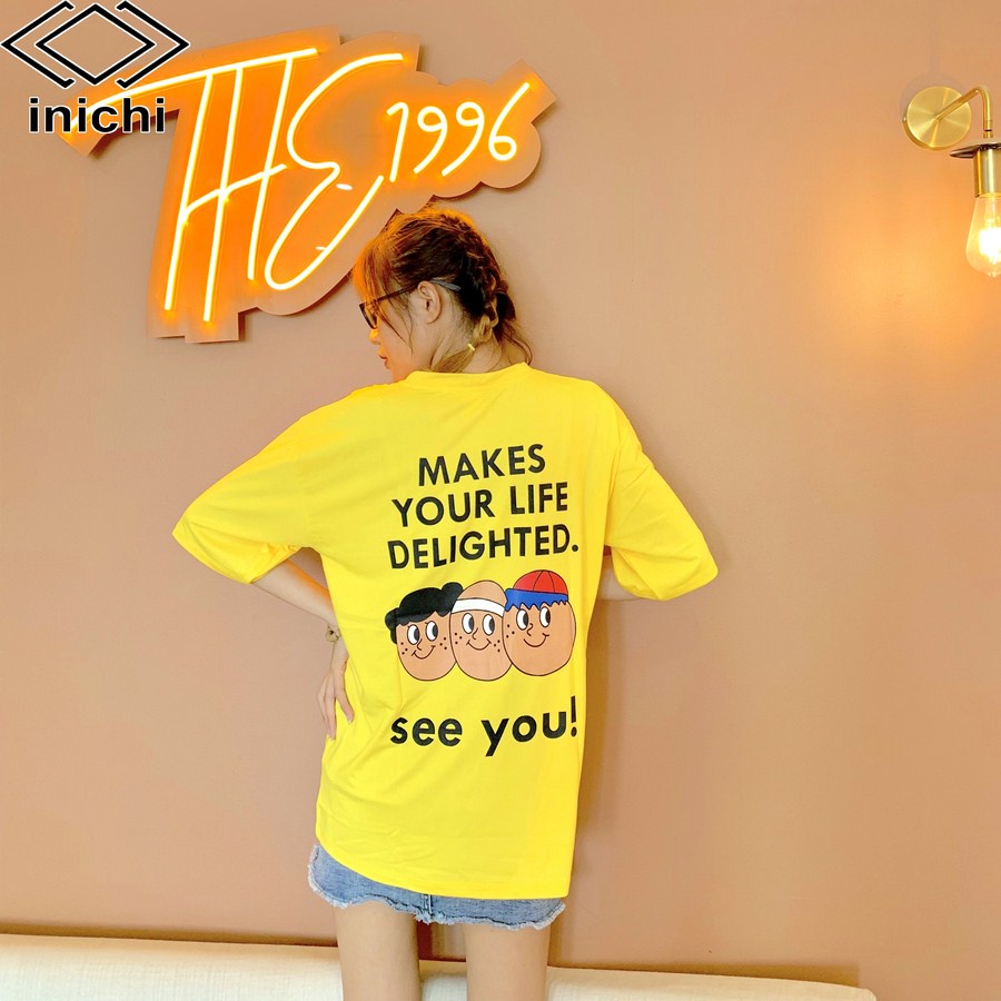 Áo thun tay lỡ INICHI A583 form rộng oversize nam nữ áo phông unisex