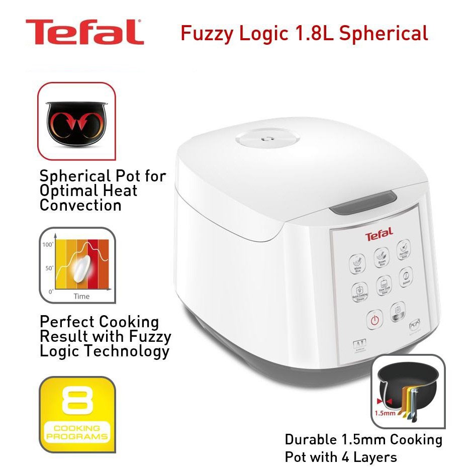 Nồi cơm điện tử Tefal RK732168 dung tích 1.8 lít công suất 750W - Hàng chính hãng, bảo hành 24 tháng