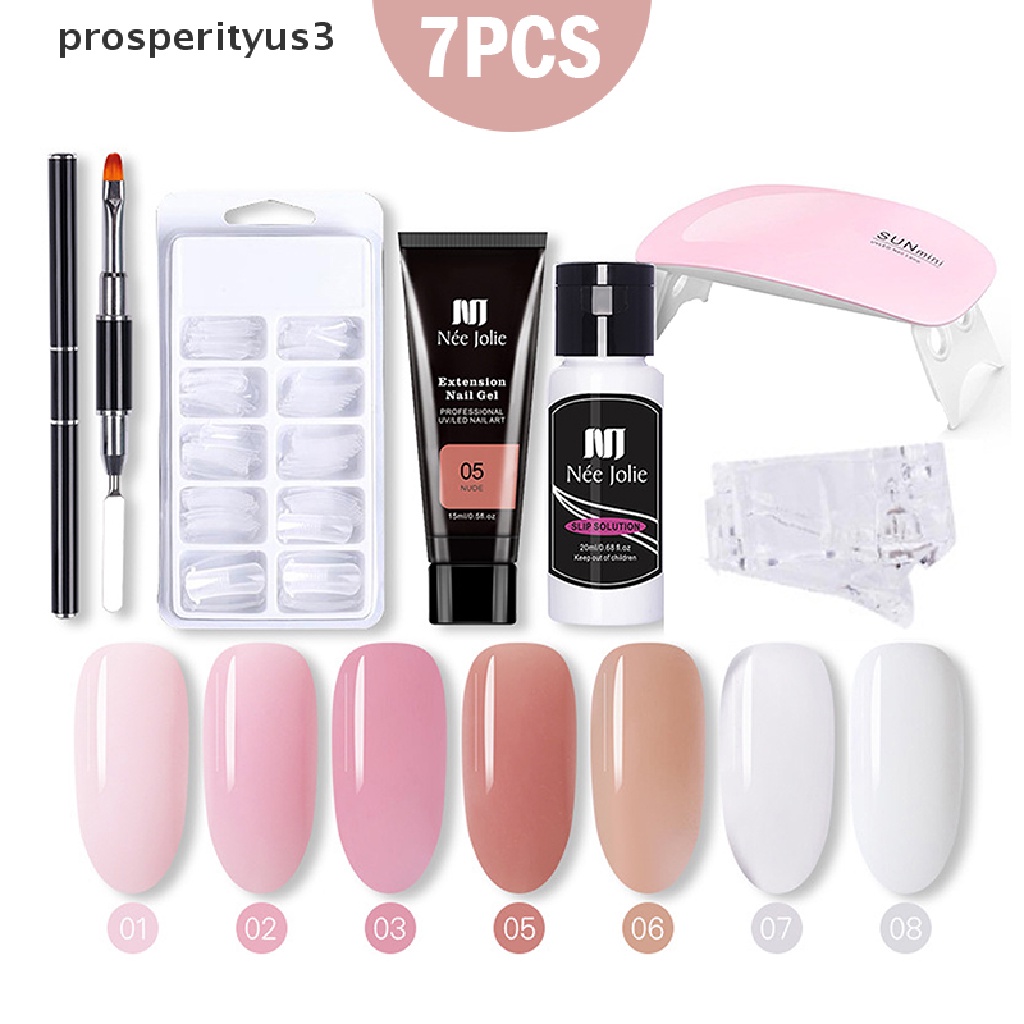 [prosperityus3] 7PCS Poly Extension Nail Gel Kit All For Manicure Set Fast Building Gel  Polish [new]