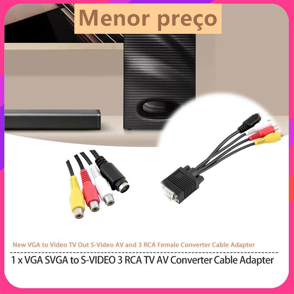 Đầu ra VGA to Video TV S-Video AV mới và Bộ chuyển đổi cáp 3 RCA Female Converter