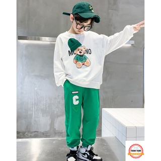 Set bộ quần áo thu đông cho bé trai 4-14 tuổi mẫu GẤU Mũ. Thiết kế cá tính, đường may kỹ.MA99