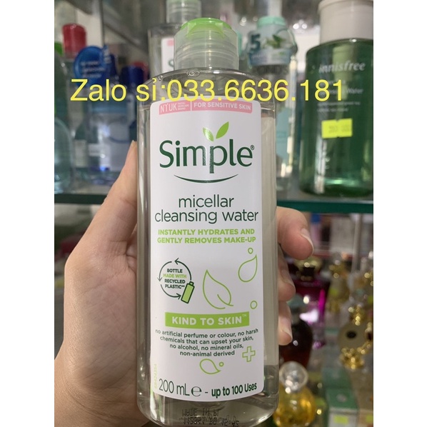 TỪ HÀN QUỐC] NƯỚC TẨY TRANG SIMPLE MICELLAR CLEANSING WATER TỪ TRÀ XANH [ CHÍNH HÃNG 100%]