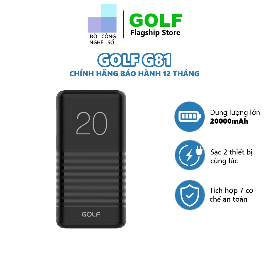 Pin sạc dự phòng Golf Candy G81 20000mAh 3.7V thumbnail