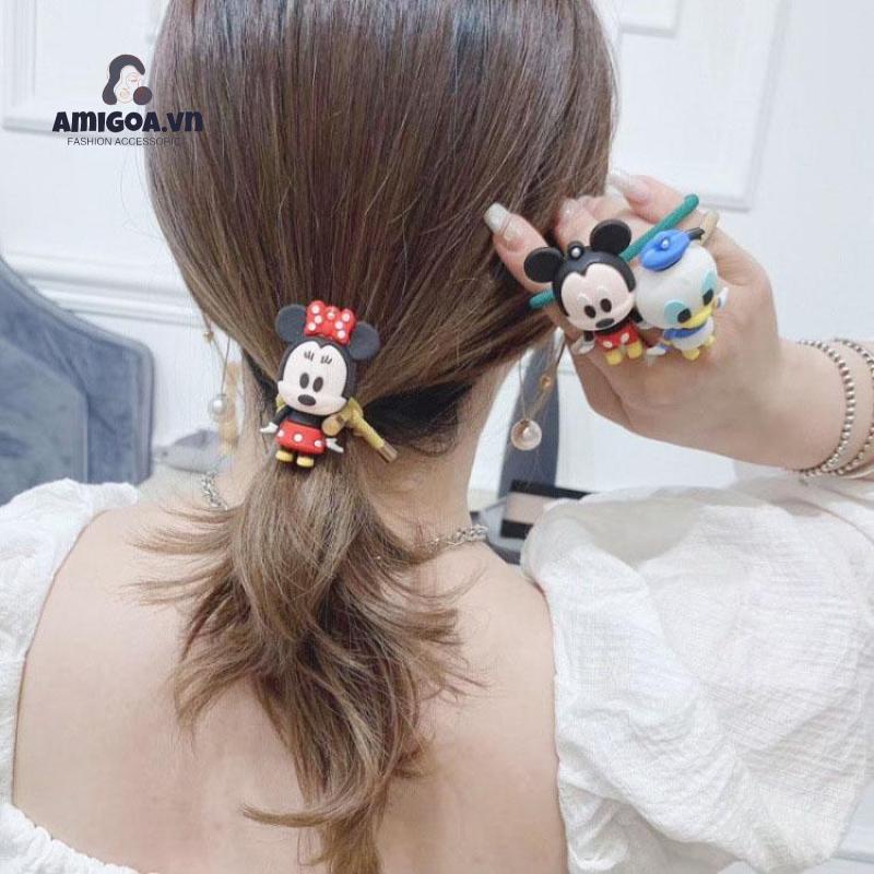 Dây Cột Tóc Co Giãn Hình Chuột Mickey Dễ Thương Cho Bé