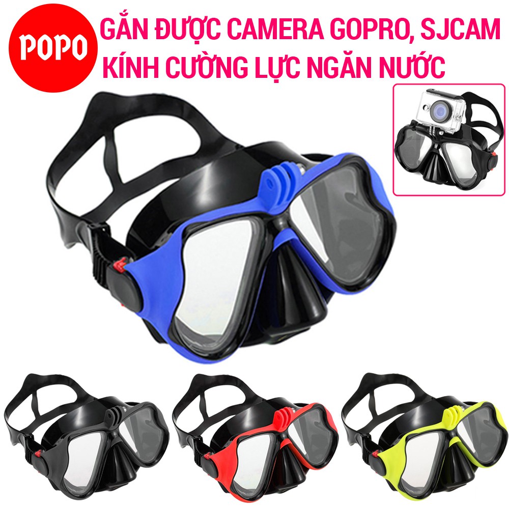 Mặt nạ lặn biển Gopro, mắt KÍNH CƯỜNG LỰC, gắn GOPRO SJCAM - POPO Sports