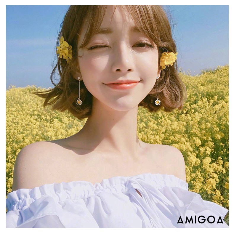 Khuyên Tai Hình Hoa Hướng Dương Đính Đá Xinh Xắn