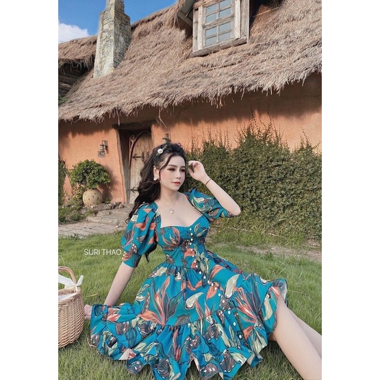 Đầm maxi lụa hoa đi biển siêu đẹp siêu xinh TRIPBLE T DRESS - Free size dưới 55kg