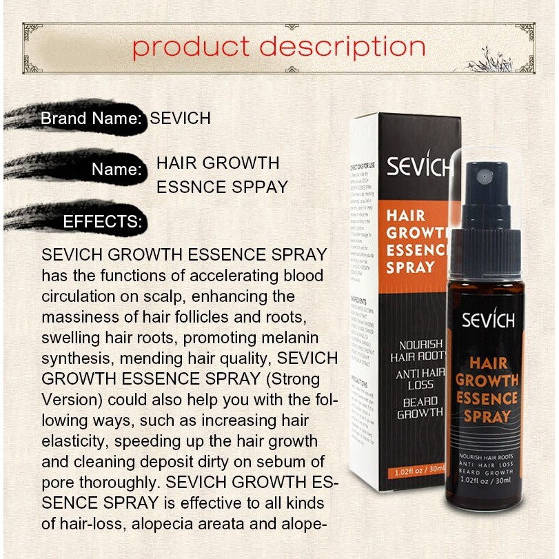 Tinh Chất Xịt Kích Mọc Tóc SEVICH Chiết Xuất Gừng Kháng Khuẩn 30ml