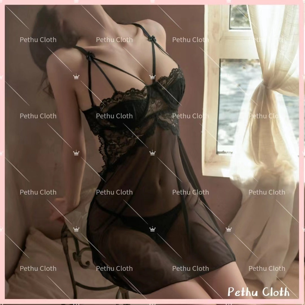（Giao hàng bảo mật）Có mút+có gọngĐồ ngủ sexy nữ2 dây ren cho nữ kèm chip quyến rũ hở lưng khiêu 40-65kg--030