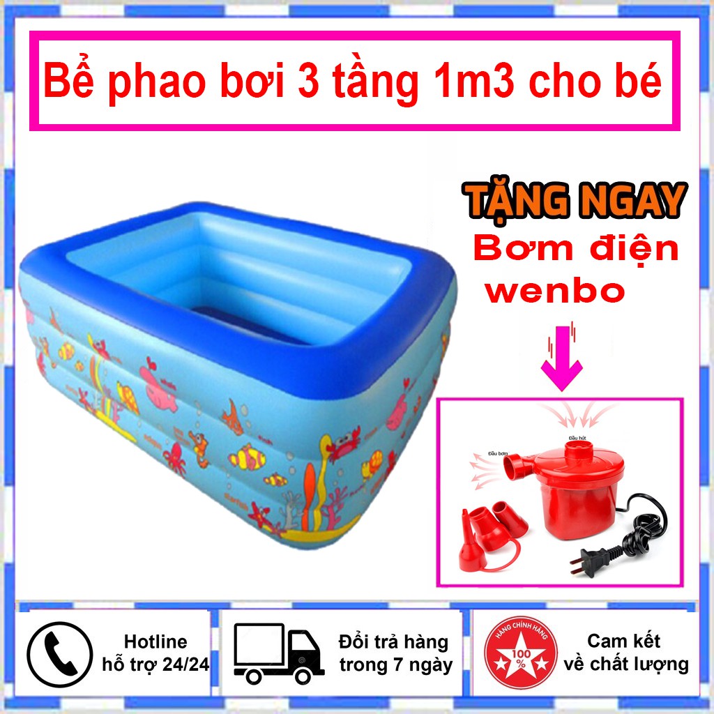[Tặng bơm điện wenbo] Bể bơi 3 tầng đa năng cho bé 1m3