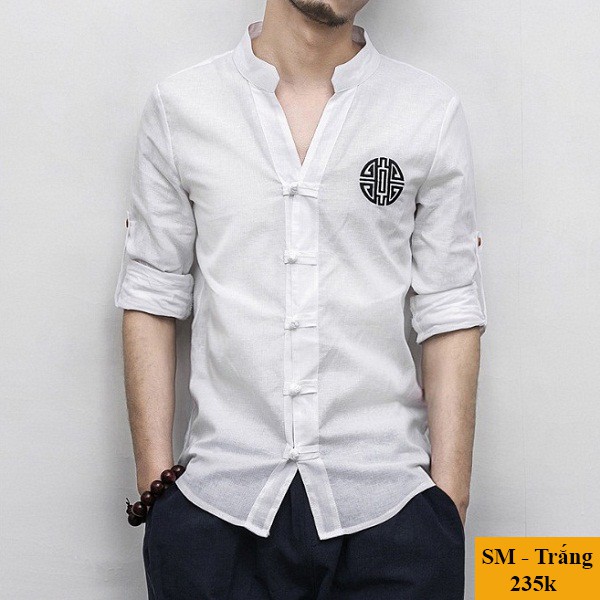 áo đũi cổ tàu dài tay - 5 cúc