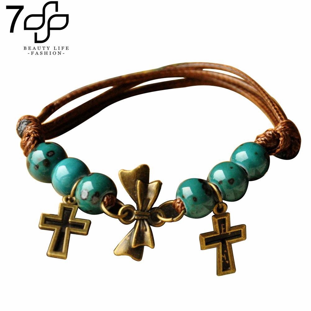 Vòng đeo tay xâu hạt gốm xinh xắn và vintage cho cả nam và nữ