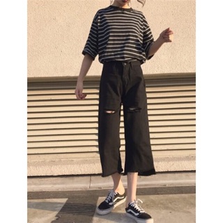 Baggy Jeans Ống Suông Rách Gối