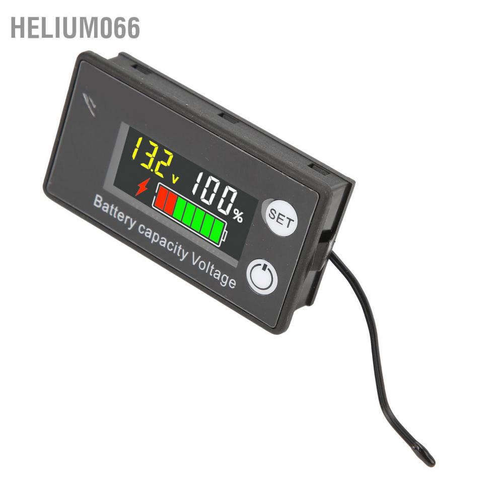 Helium066 Battery Capacity Tester LCD Color Screen DC Voltmeter with Alarm Temperature Function for Electromobile 8-100V