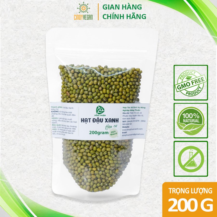 Đậu Xanh (Đỗ Xanh) Hữu Cơ Thuần Chủng Nguyên Hạt, không biến đổi Gen, loại ngon, làm giá đỗ, nhân bánh chưng, nấu chè