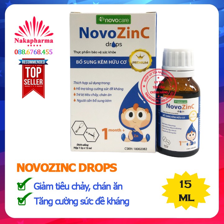 Nhỏ giọt NovoZinc Drops – Giúp bổ sung kẽm hữu cơ, giảm biếng ăn, tiêu chảy và rối loạn tiêu hóa, tăng hấp thu Novo ZinC