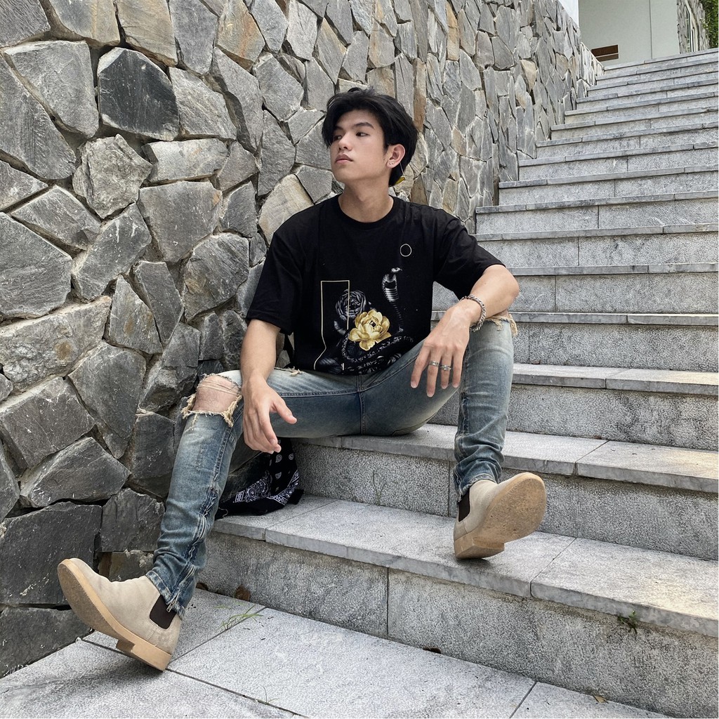 Quần Jean nam rách, quần bò nam đẹp, form slimfit có zip, chất jean co giãn thoải mái, màu wash bụi bậm