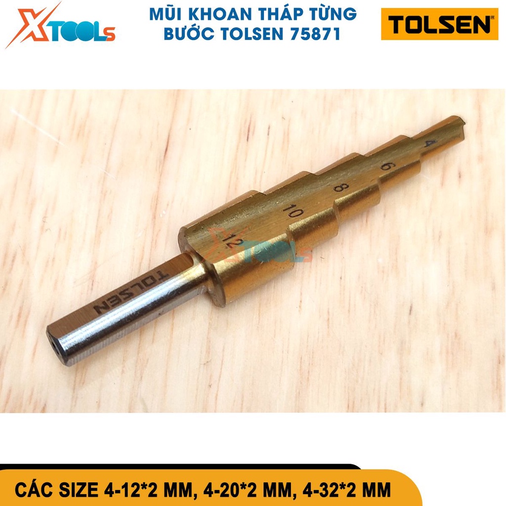 Mũi khoan bước Tolsen HSS kích thước 4-12*2mm đến 4-32*2mm, được chế tạo từ thép gió HSS [CHÍNH HÃNG][XTOOLS]