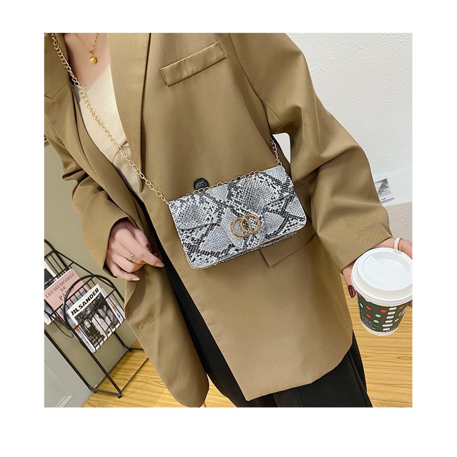 Túi xách nữ, túi đeo chéo mini họa tiết da trăn phong cách Retro- DC08 - Chjp Xjnh Boutique