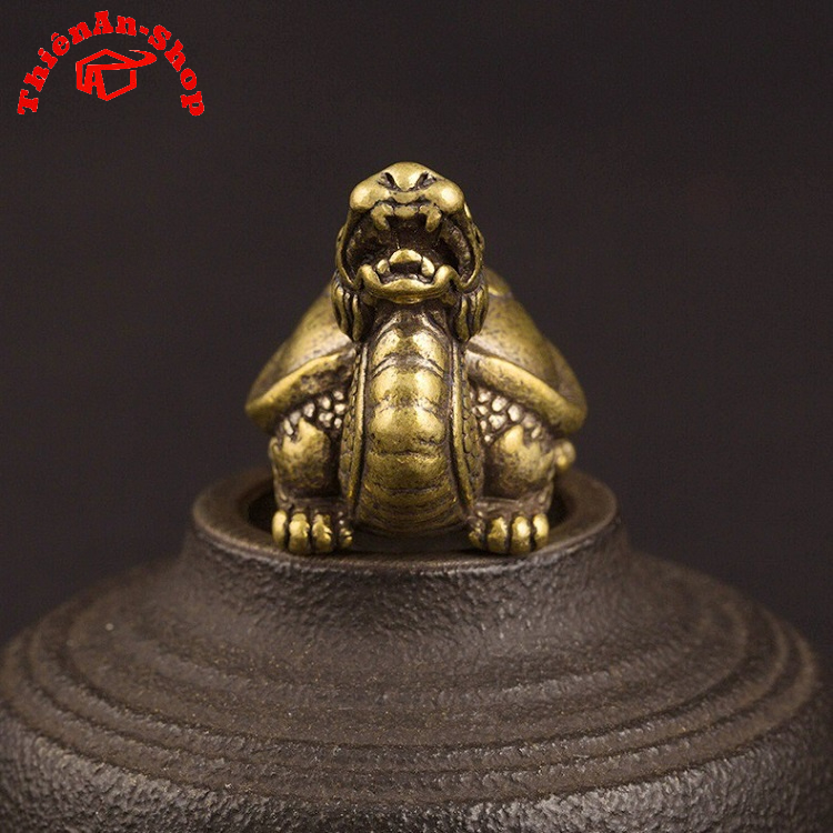 Tượng rùa đầu rồng - tượng long quy bằng đồng mini - tượng trang trí -  phụ kiện tiểu cảnh, phụ kiện bàn trà, trang trí
