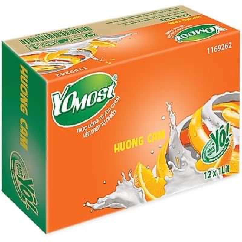 Sữa chua uống Yomost thùng 12 lốc 180ml hương cam và dâu