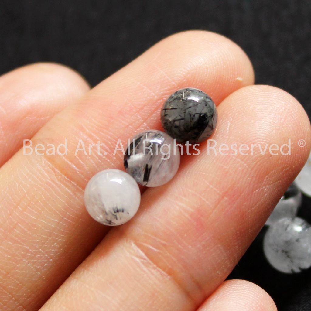 5.5-6MM Đá T.A Tóc Đen A, Phối Vòng Tay Phong Thuỷ, Chuỗi Hạt, Trang Sức, Thủy, Mộc S50 - Bead Art