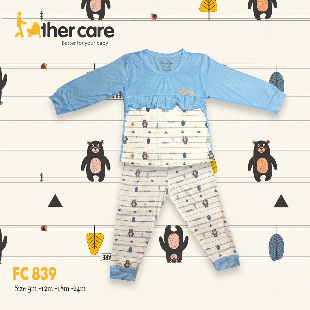 Bộ QA FatherCare bé gái Bèo ngực DT - Gấu  FC839
