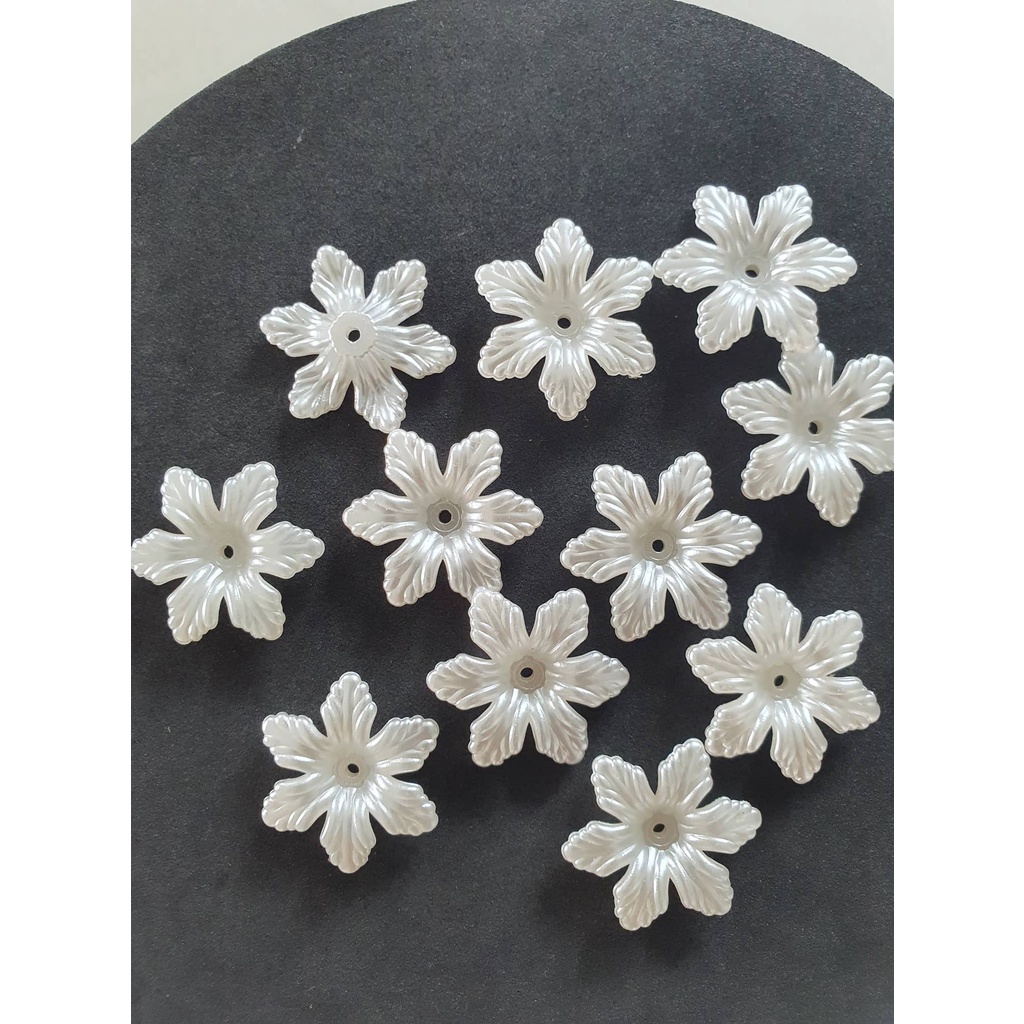 (50g)Hoa nhựa 6 cánh Ngọctrai 28mm, Nguyên liệu làm trang sức cổ trang, Nguyên liệu diy