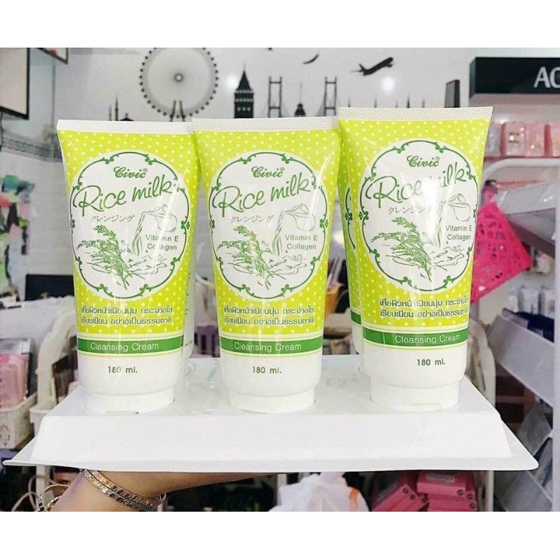 Sữa rửa mặt tính chất gạo thái Civic Rice Milk Thái Lan 180ml {hàng Thái chính hãng giá sỉ siêu rẻ) làm sạch trắng da