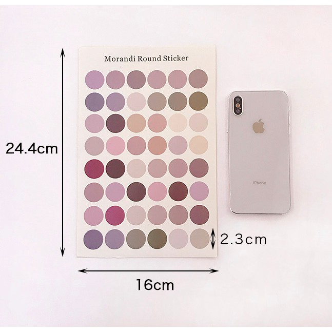 Tấm 48 stickers dán tròn Round Sticker - Décor nhà Sò