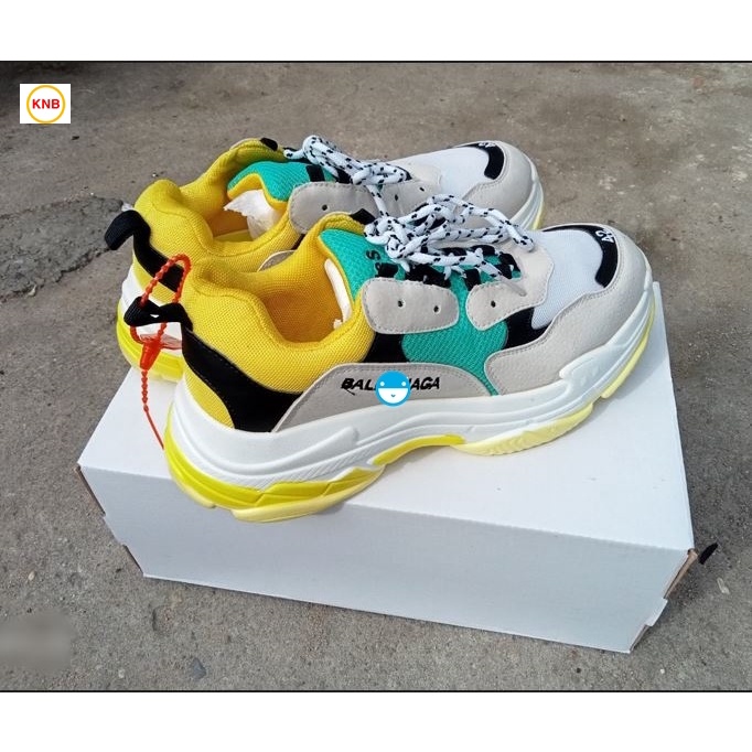 [FREESHIP+BOX+SALE] Giày thể thao nam nữ SNEAKER balen cao cấp + Box + full size 36-44..VÀNG XANH