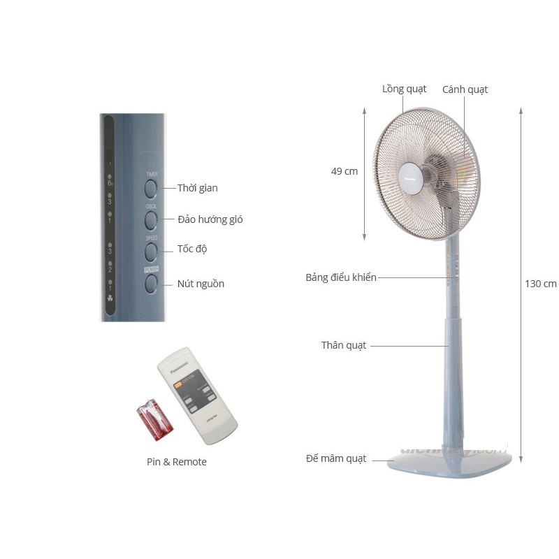 Quạt Đứng Panasonic F-409k + Remote (Xanh)