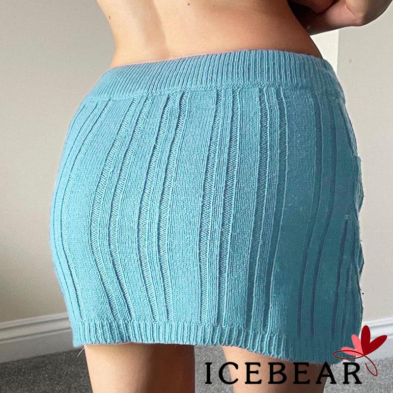 Chân Váy Dệt Kim Lưng Cao Màu Sắc Đơn Giản Cho Nữ