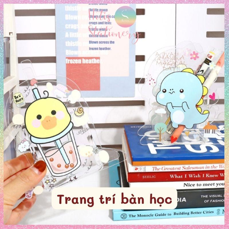 [HOTIS] Ống đựng bút trong suốt để bàn, hộp đựng cọ trang điểm - Nhiều hình dễ thương