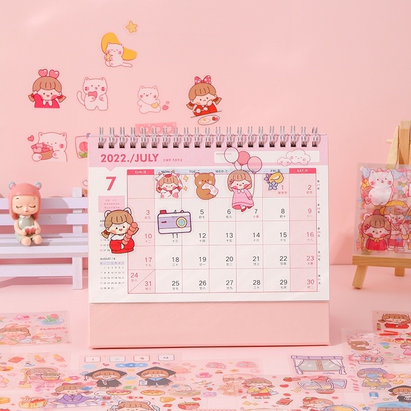 Set 25 Tấm 100 Miếng Sticker PET Hoạt Hình Dễ Thương Dán Trang Trí Sổ Tay DIY-ST005