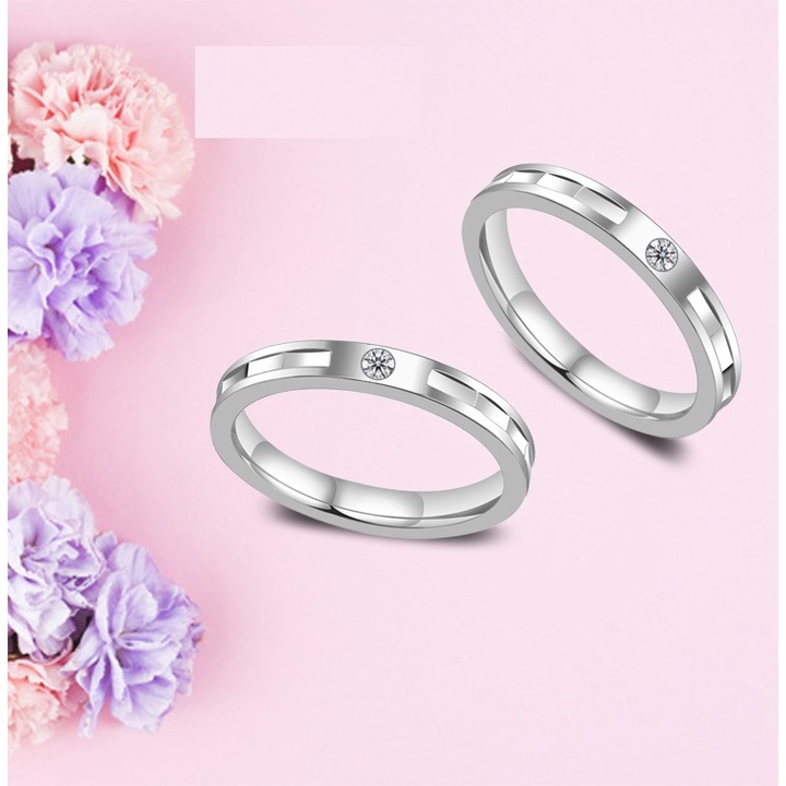 1 CHIẾC Nhẫn cặp inox cắt cạnh thời trang, Nhẫn đôi tình nhân- QC21