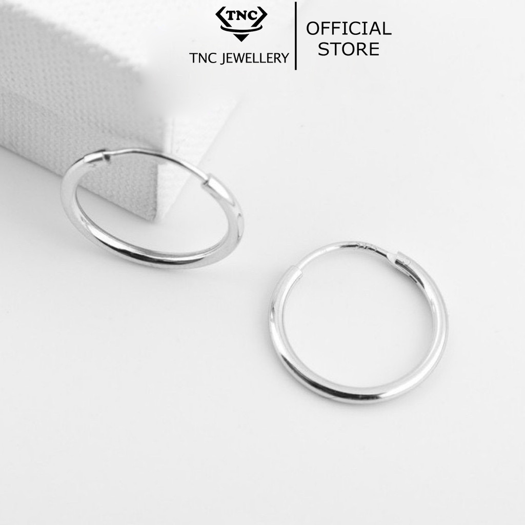 Khuyên Tai Bạc Tròn Trơn Nhiều Size Thân Liền-Trang Sức TNC JEWELLERY