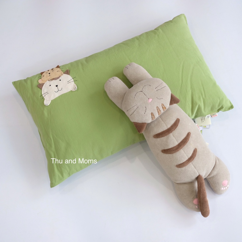 Size S 30x50cm Gối và vỏ gối cho bé Hikosen Cara Nhật Bản vải cotton tự nhiên mềm mát V-Z17-188