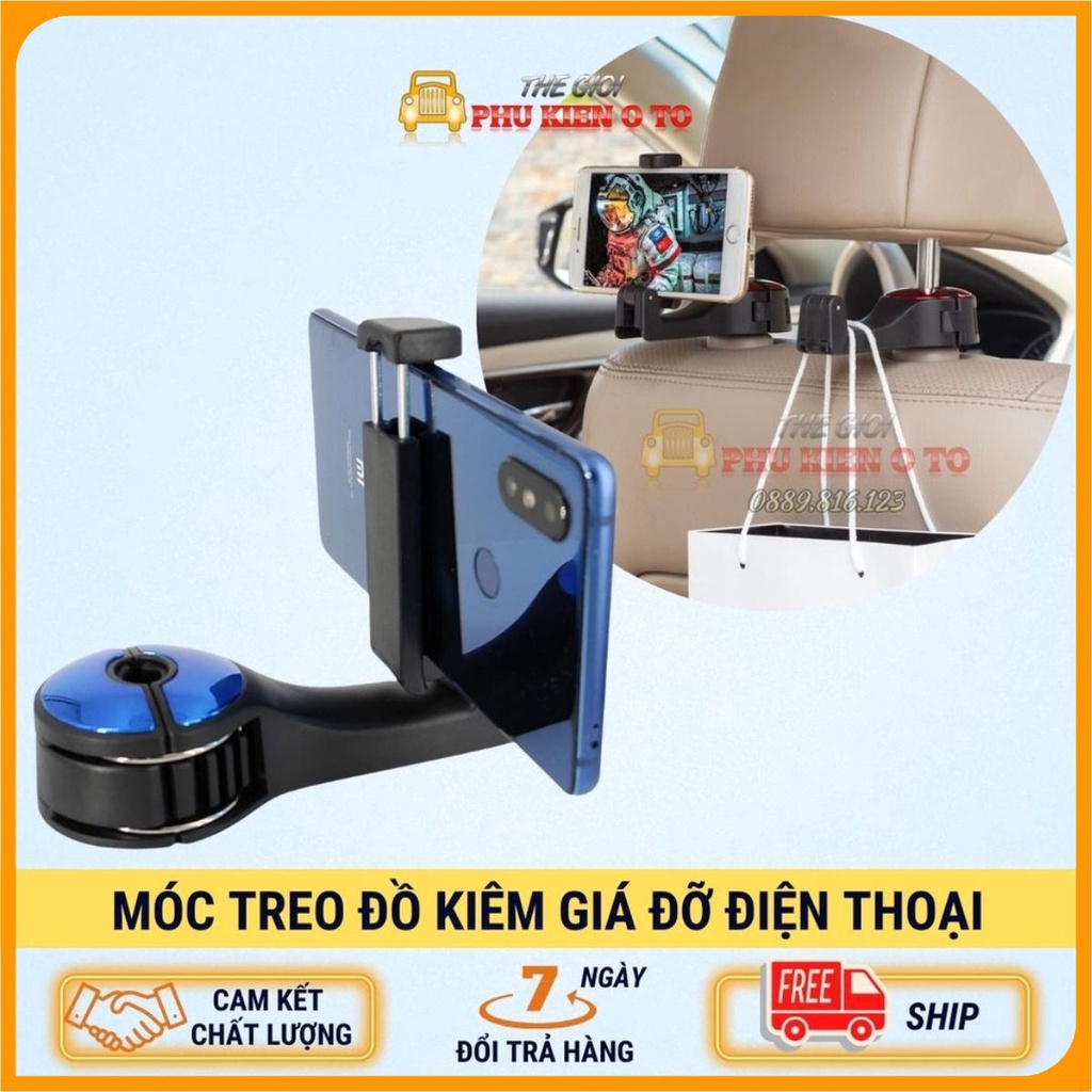 Móc Treo Đồ Kiêm Giá Đỡ Điệu Thoại Xe Hơi TIỆN DỤNG (nhiều màu)